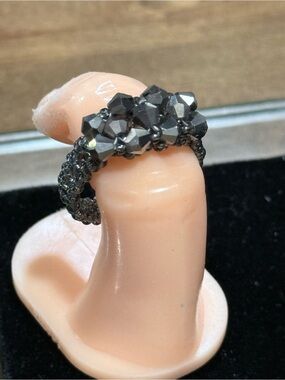 Hematite Crystal Cluster Beaded Ring - Women